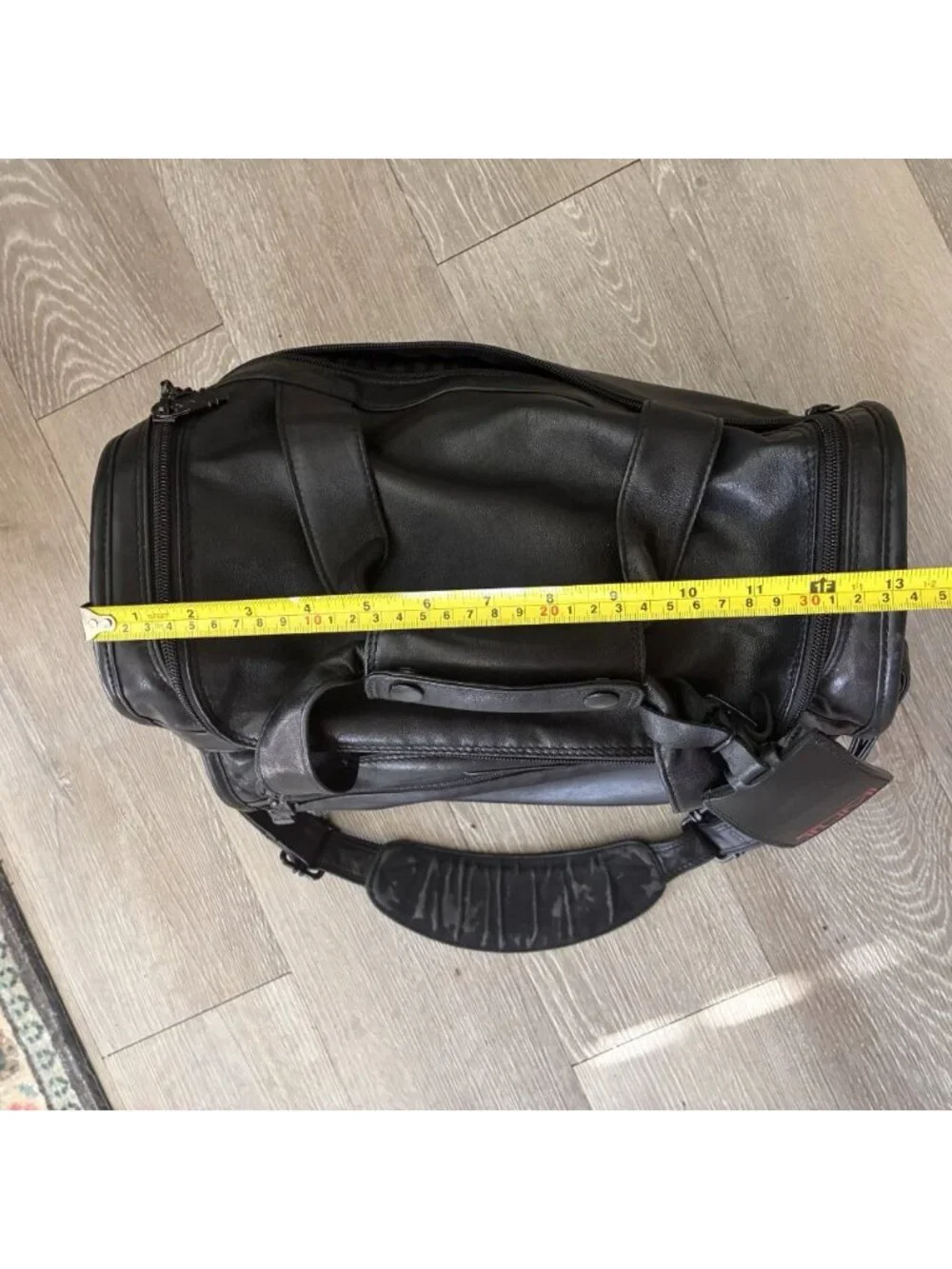 Tumi RARE alpha Square Small Weekender Duffel Black Leather Shoulder Strap Bag
